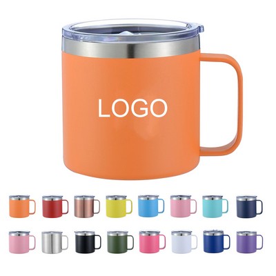 14Oz Stainless Steel Vacuum Camping Mug With Handle