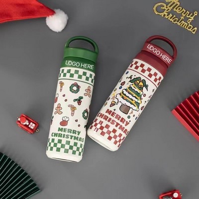 500ml Christmas Stainless Steel Insulated Flip-Top Water Cup