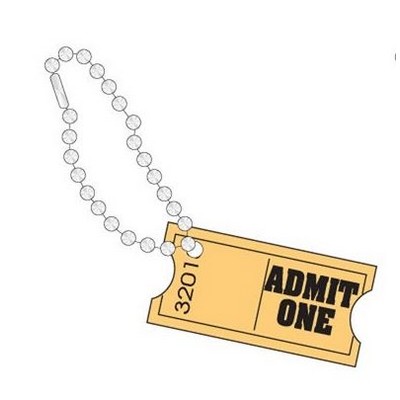 Admit One Ticket Promotional Line Key Chain w/ Black Back (2 Square Inch)