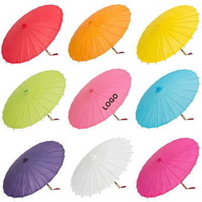 Custom 33" Solid Paper Parasol DIY Hand-Painted Oil-Paper Umbrella W/Bamboo Frame