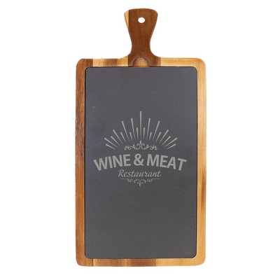 16" x 7 3/4" Acacia Wood/Slate Cutting Board
