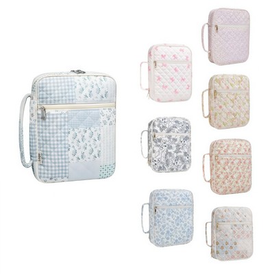 Quilted Large Capacity Book Tote with Dust Resistant Cover