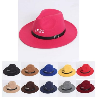 Wide Brim Wool Felt Fedora Hat