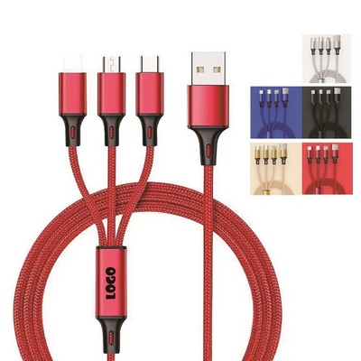 3-in-1 Nylon Braided Charging Cable
