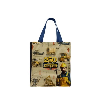 USA Union Made Edged Zipper Top Full Bleed Canvas Gusset Tote Bag