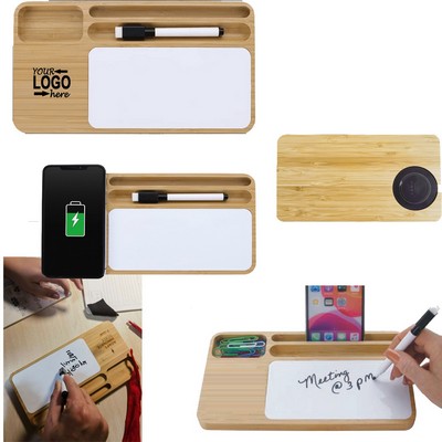 Bamboo Wood Multi-Function 15W Fast Wireless Charging Tray