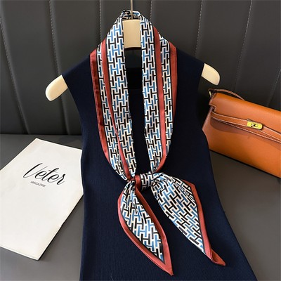 Custom 5.9" x 57" Long Silk Like Head Warp Women's Satin Handbag Wrap