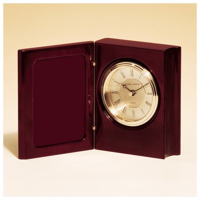 Rosewood Piano Finish Book Clock w/ Plate - CLK63