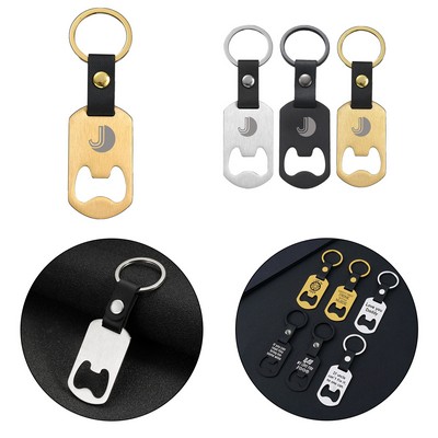 Metal Dog Tag Bottle Opener Keychain