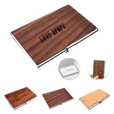 Pocket Portable Black Walnut Business Card Holder