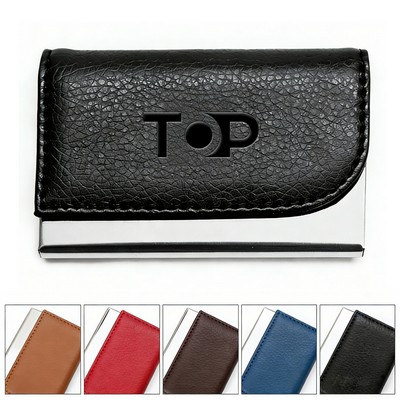 Stainless steel Business Card Case w/ Textured Cover