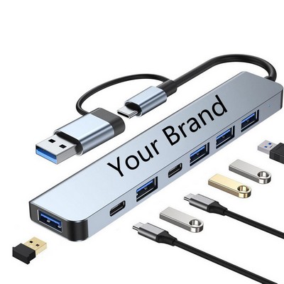 Portable 7 Port USB Multi-functional Hub Splitter