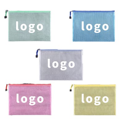 A4 Water resistant Grid Zipper File Bags