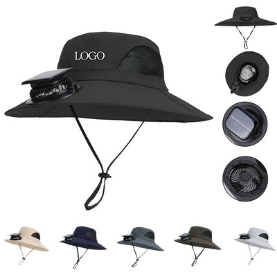 Wide Brim Sun Hat with Solar Fan