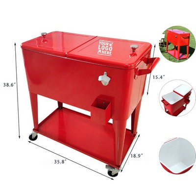 Premium Rolling Beverage Cooler Cart