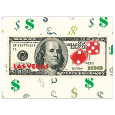 Las Vegas Dice $100 Bill Rectangle Badge w/ Bar Pin (2 1/2"x3 1/2")