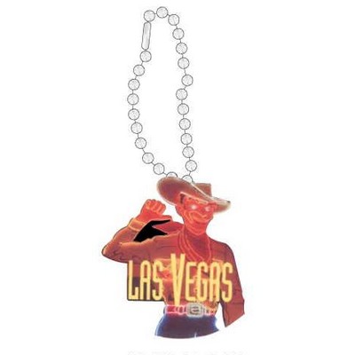 Vegas Vic Neon Cowboy Promotional Key Chain w/ Black Back (8 Square Inch)