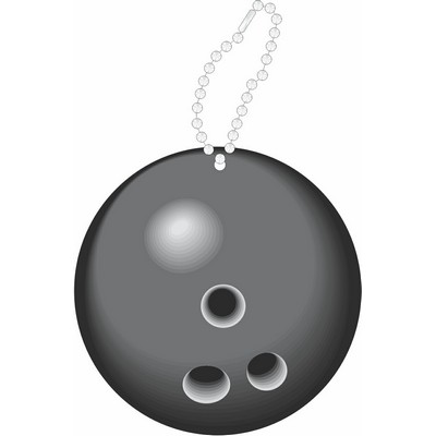 Gray Bowling Ball Promotional Key Chain w/ Black Back (10 Square Inch)