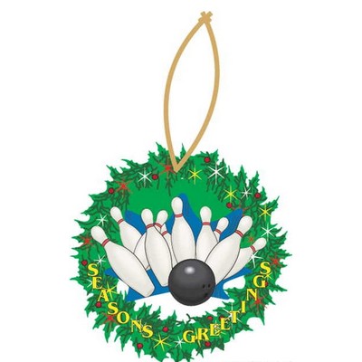 Bowling Strike Promotional Wreath Ornament w/ Black Back (10 Square Inch)