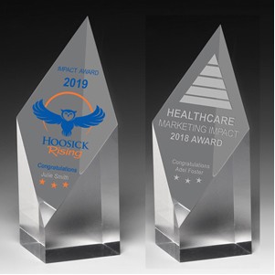 Laser Engraved Acrylic Diamond Obelisk Award (9"x 2"x 2")