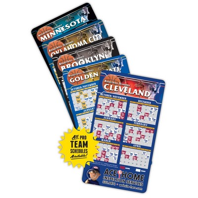 Magnet Sport Schedules - 4x7 Basketball Round Corners 40 Mil Outdoor Safe
