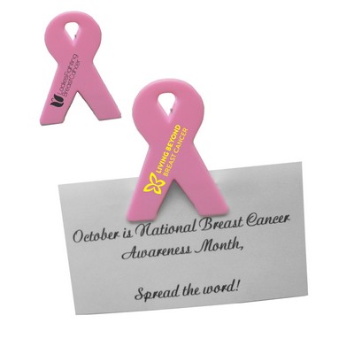 Union Printed - Awareness Pink Ribbon Magnetic Memo Holder Clip with 1-Color Logo