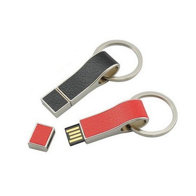 64 MB Leather Stick USB Flash Drive W/ Keyring