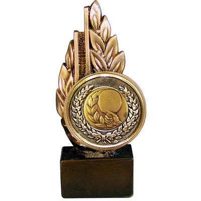 Stock Laurel 9" Trophy with 2" Table Tennis Coin and engraving plate