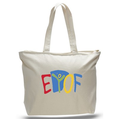 Heavy Jumbo Natural Canvas Tote--20x15x5--1-Color Imprint
