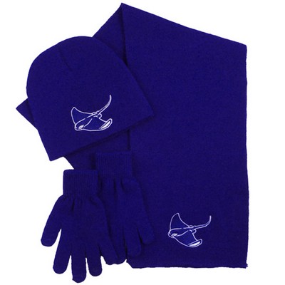 Acrylic Knitted Warm Gloves Beanie Hat Scarves Set or Combo