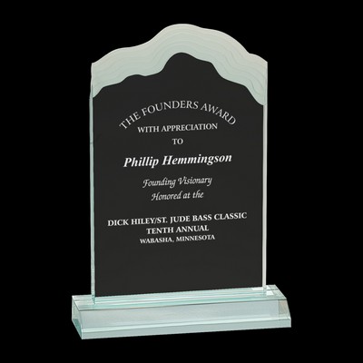 Jade Frosted White Cap Edge Acrylic Award w/5" Base