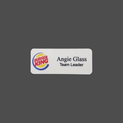 White Plastic 4-Color Process Name Badge (1½"x3")
