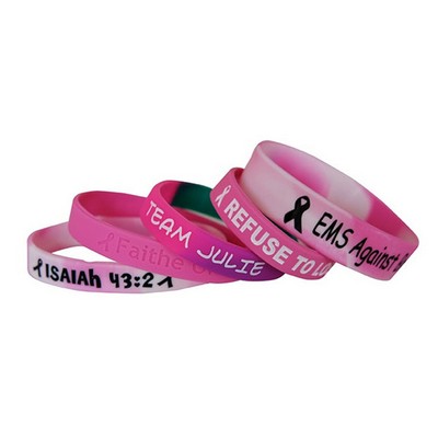 1/2" Breast Cancer Awareness Debossed Wristbands
