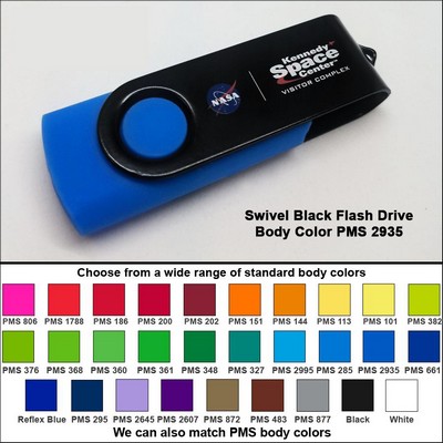 Swivel Black/Cobalt Blue Flash Drive (128 MB Memory)- Body PMS 2935