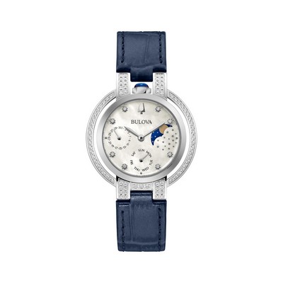 Bulova Ladies Rubaiyat Moon Dial Leather Strap Watch