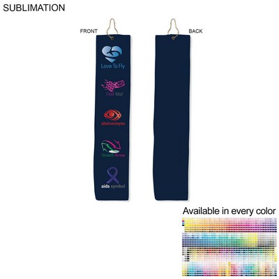 Colored Velour Terry Cotton Blend Golf Towel, Trifold Grommet Hook, Sublimated, (6"x25")