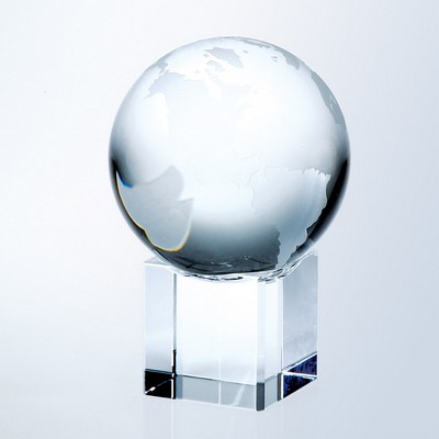 World Globe With Cube Base, 5 3/4"H