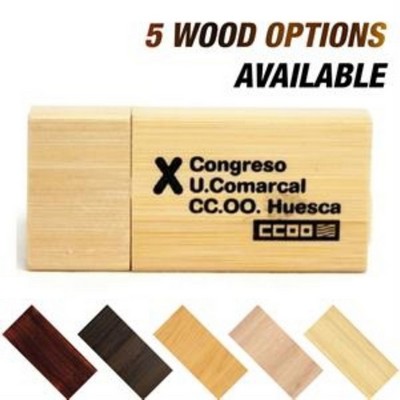 Rectangular Wooden USB Flash Drives with Magnetic Closure - 1GB
