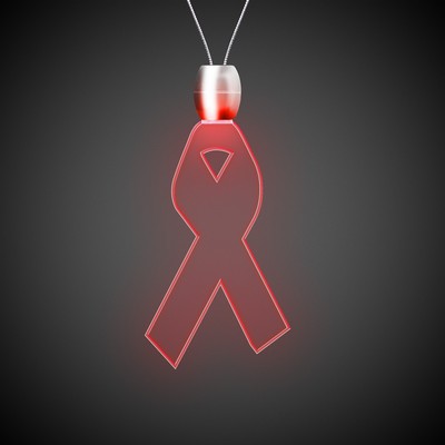24" Red Ribbon Light-Up Pendant Necklace(Laser Engraved)