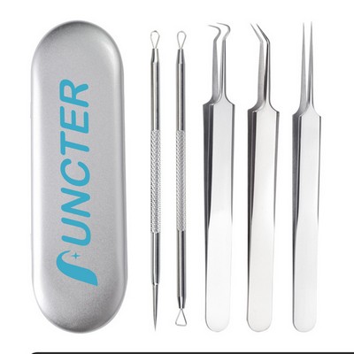 5 Pcs Blackhead Remover Acne Needle Tools Set with Metal Box