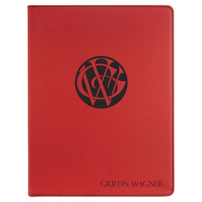 9 1/2" x 12" Red Leatherette Portfolio with Notepad