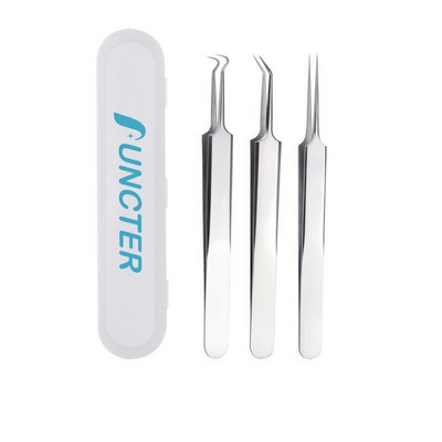 3 Pcs Stainless Steel Acne Extractor Tool Set with Plastic Box