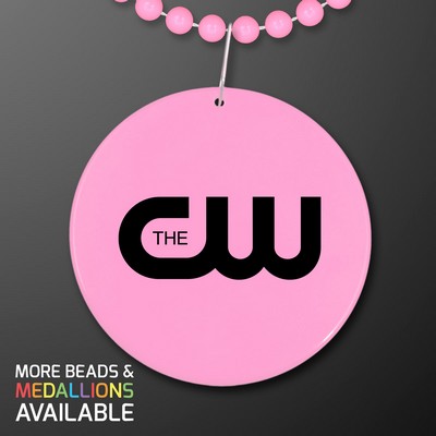 Pastel Pink Medallion with Beaded Necklace (Non Light Up) - PRINTED
