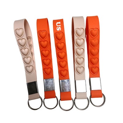 Silicone Push Pop Reliever Wrist Lanyard