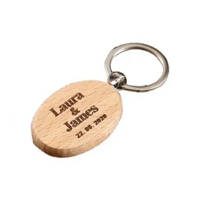 Wooden Oval Shape Keychain