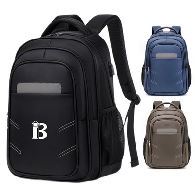 Large Oxford Laptop Backpack w/ Usb Charging Port