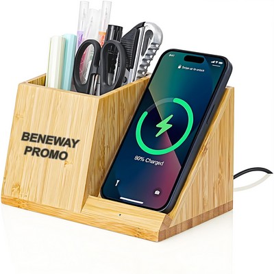15W Fast Wireless Charger with Pen Holder for Home Office Supplies