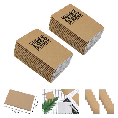 5.5" x 3.5" 32 Sheets 64 Blank Pages Brown Cover Pocket Notebook