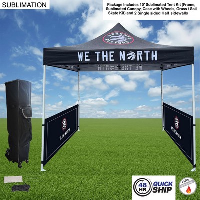 48Hr Quick Ship - Tent Sidewalls Package,10' Sublimated Tent Kit and 2 Half Single Sided Sidewalls