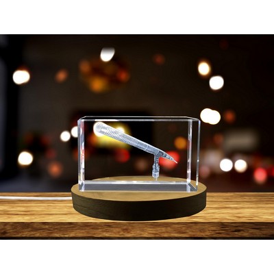 Faceted Crystal Shotgun Microphone Trophy Award w/LED Base